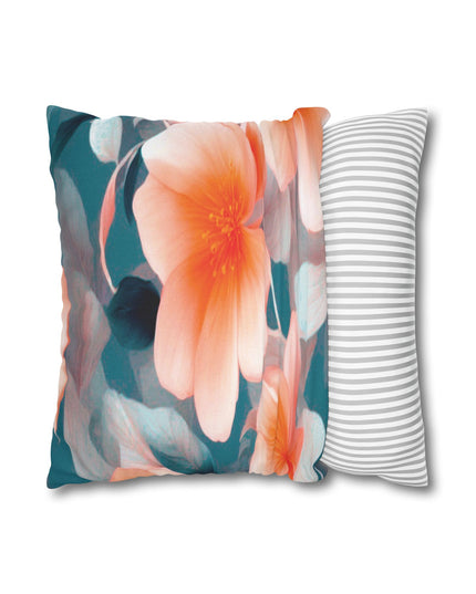 Orange Blossom Floral Bunch Spun Polyester Square Pillowcase, 14" x 14"