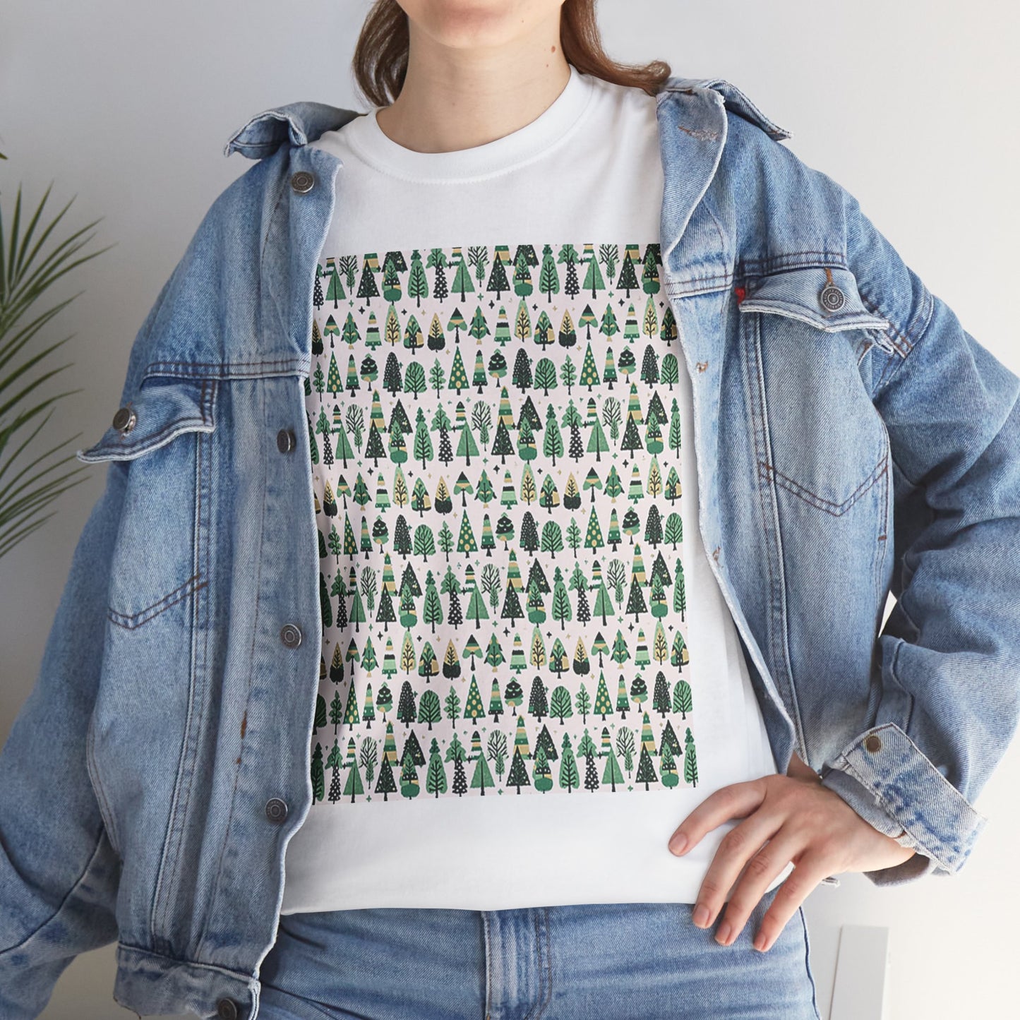 Mini Vintage Green Trees Unisex Heavy Cotton Tee, Large - XL - 2XL - 3XL