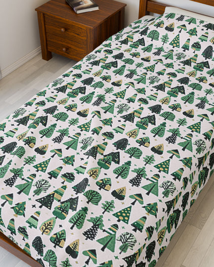 Mini Vintage Green Trees Velveteen Plush Blanket, 60" x 80"