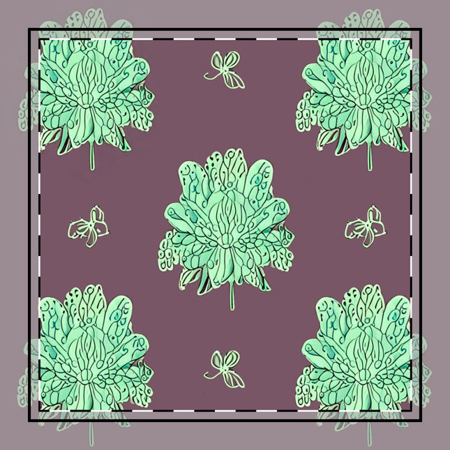 Mint Green Floral Butterflies Poly Twill Napkin, 10" x 10"