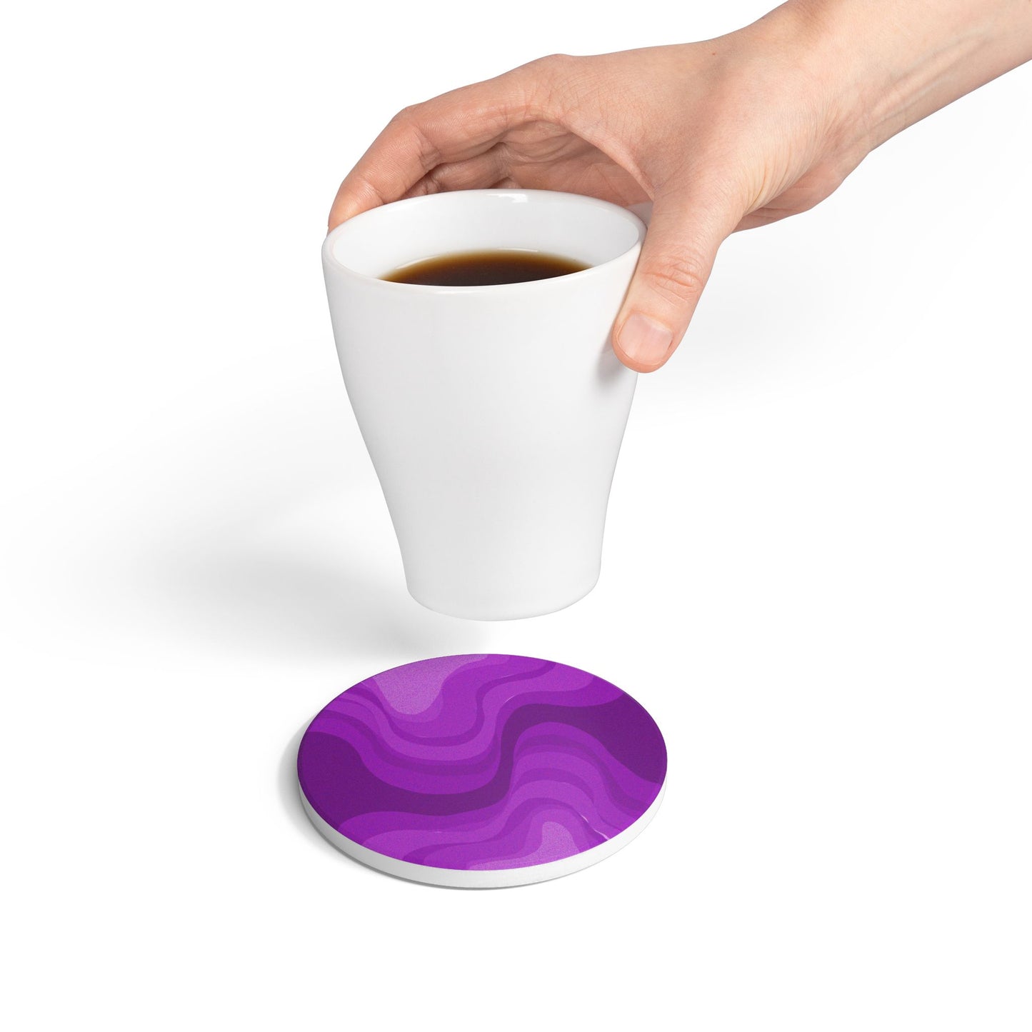 Wavey Purple Wavey 4" x 4" Round Ceramic Coaster