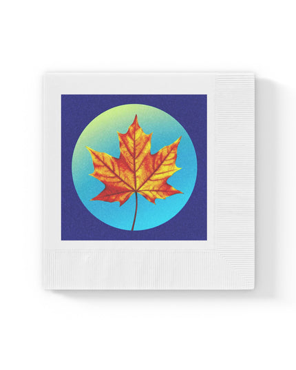 Alpha Maple Leaf White Coined Napkins, 6.5" x 6.5"