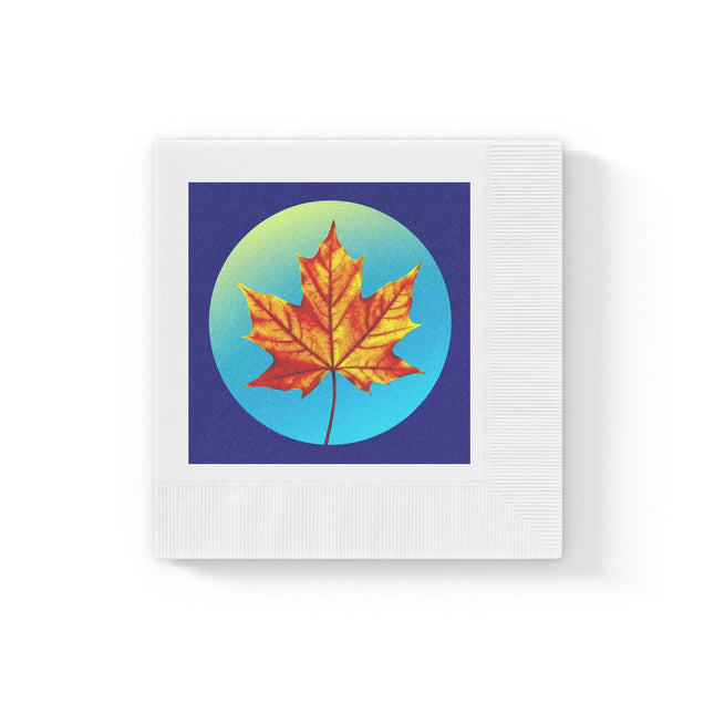 Alpha Maple Leaf White Coined Napkins, 6.5" x 6.5"