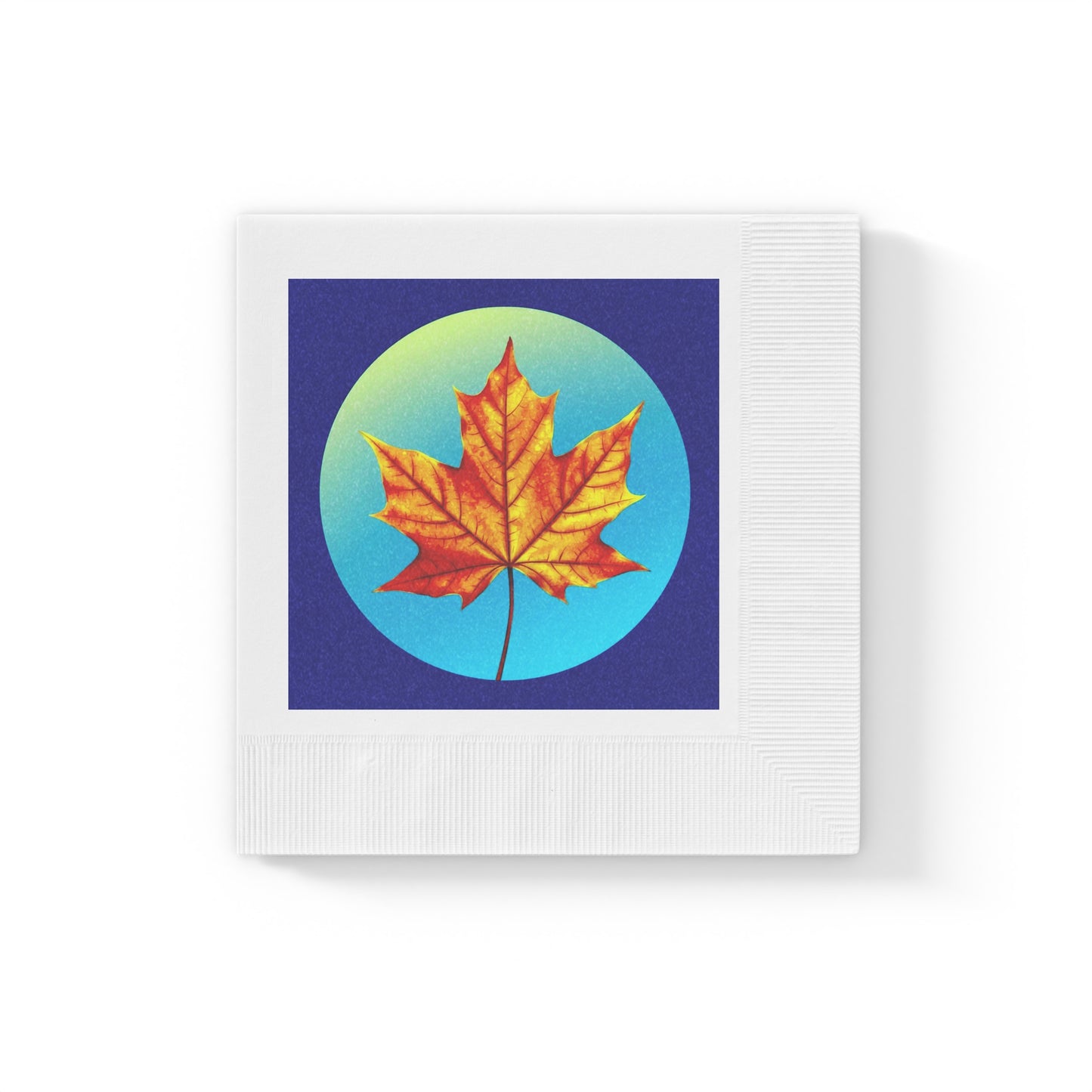 Alpha Maple Leaf White Coined Napkins, 6.5" x 6.5"