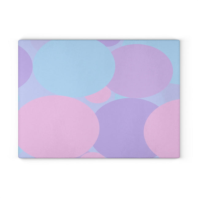 Pastel Purple and Mauve Patches 11" x 15" Glass Cutting Board