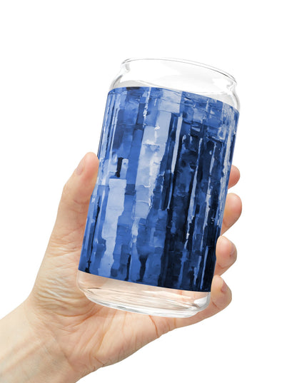 Striped Deep Blue Sipper Glass, 16oz