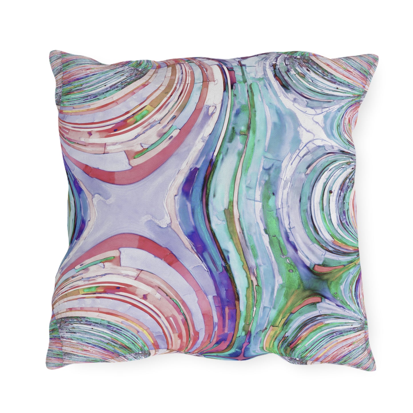 Uzi Spiral Pastels Outdoor Pillow, 18" x 18"