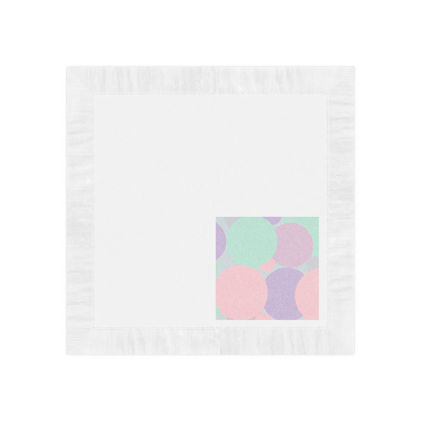 Pastel Peach and Soft Green Patches White Coined Napkins, 6.5" x 6.5"