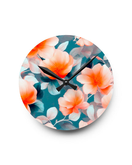 Orange Blossom Floral Bunch Acrylic Round Wall Clock, 8" x 8"