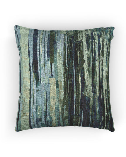 Striped Blue Green Woven Pillow, 17" x 18"