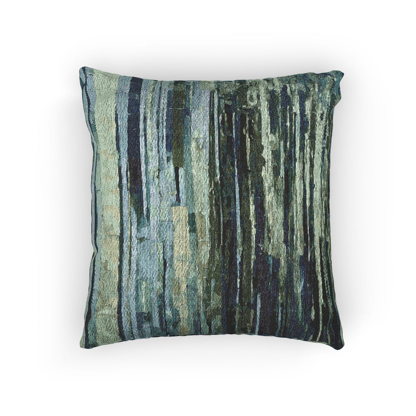 Striped Blue Green Woven Pillow, 17" x 18"