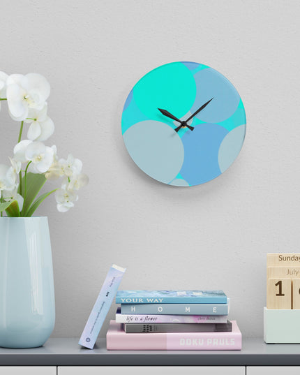 Pastel Tan and Tif Patches Acrylic Wall Clock, Round or Square, 10.75" x 10.75"