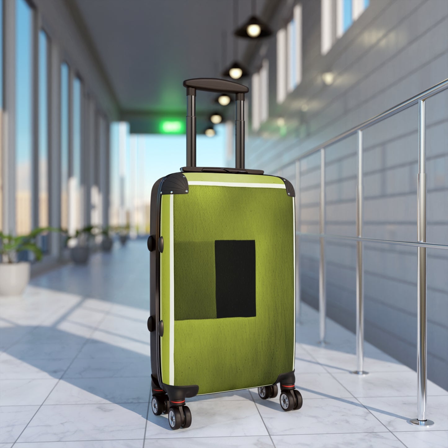 Lemongrass Shadow Small Suitcase with built in lock, 4 double-wheels, telescopic handle, and ABS back hard-shell
