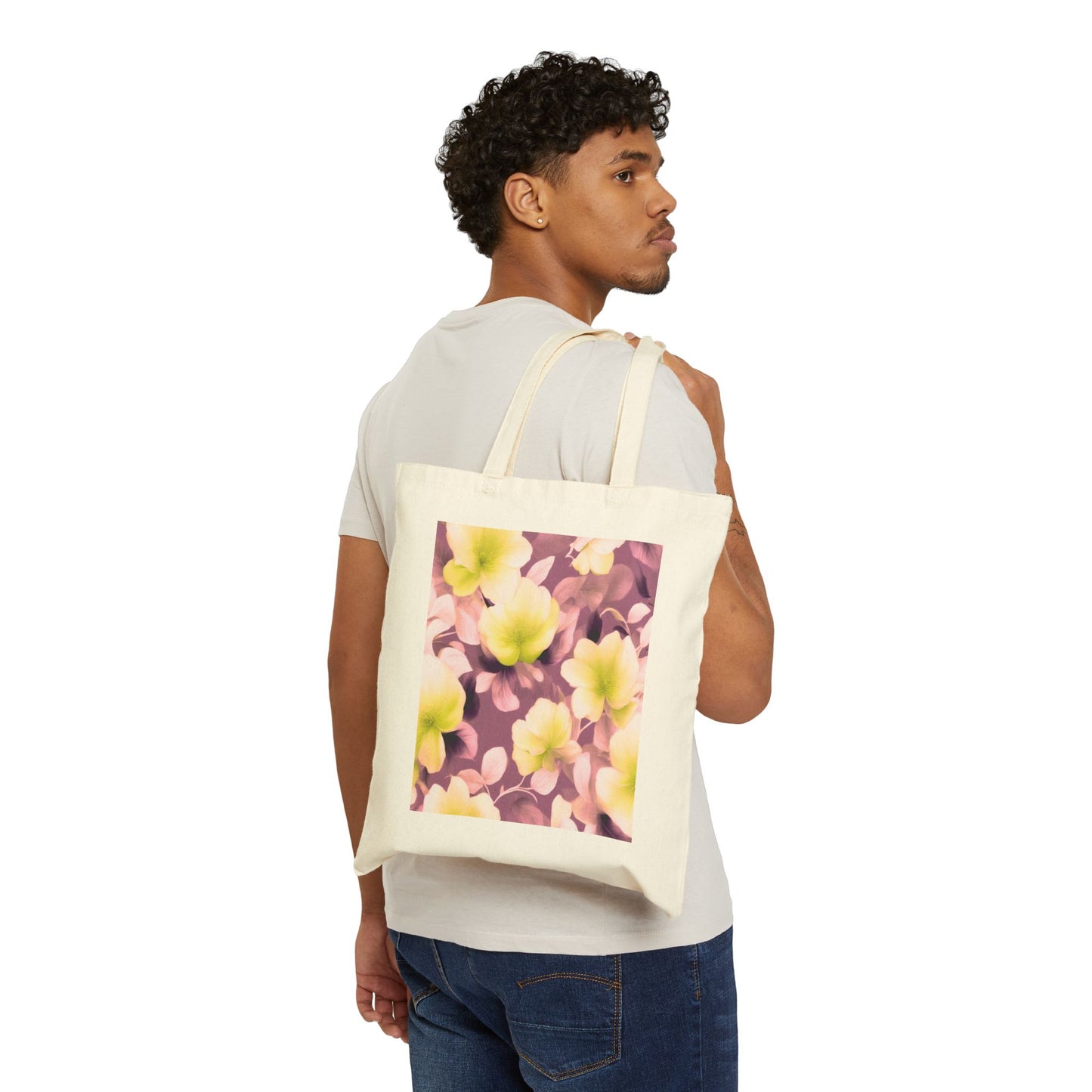 Lemon Blossom Floral Bunch Cotton Canvas Tote Bag
