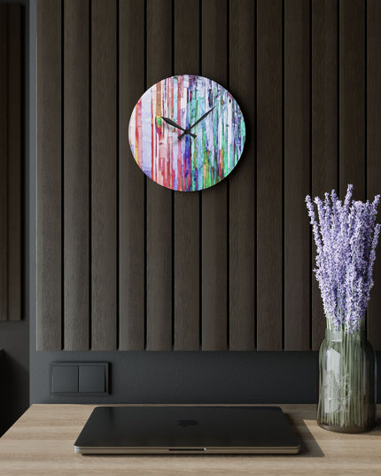 Striped Pastels Acrylic Wall Clock, Round or Square, 10.75" x 10.75"