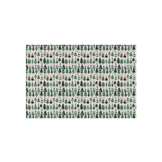 Mini Vintage Green Trees Outdoor Rug, 48" x 72"