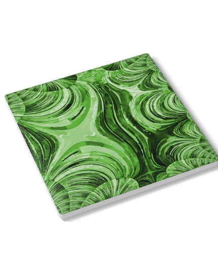 Uzi Spiral Mint Pastel 4" x 4" Square Ceramic Coaster