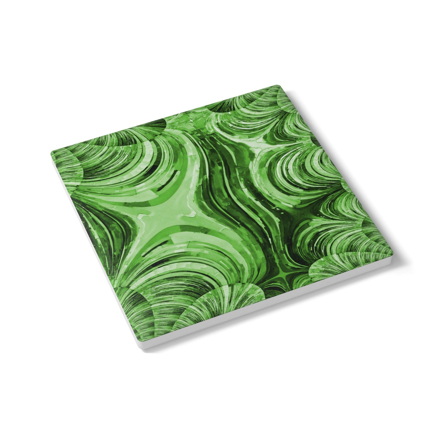 Uzi Spiral Mint Pastel 4" x 4" Square Ceramic Coaster