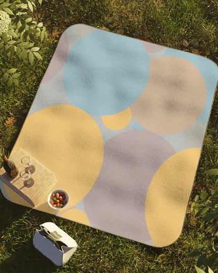 Pastel Baby Blue and Peach Patches 61" × 51" Picnic Blanket