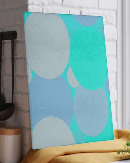 Pastel Tan and Tif Patches 11" x 15" Glass Cutting Board