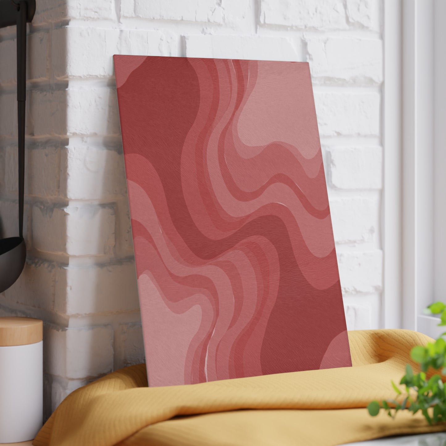 Power Red Wavey 8" x 11" Glass Cutting Board
