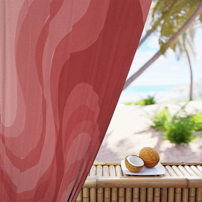 Power Red Wavey Window Curtain, 50" x  84", blackout