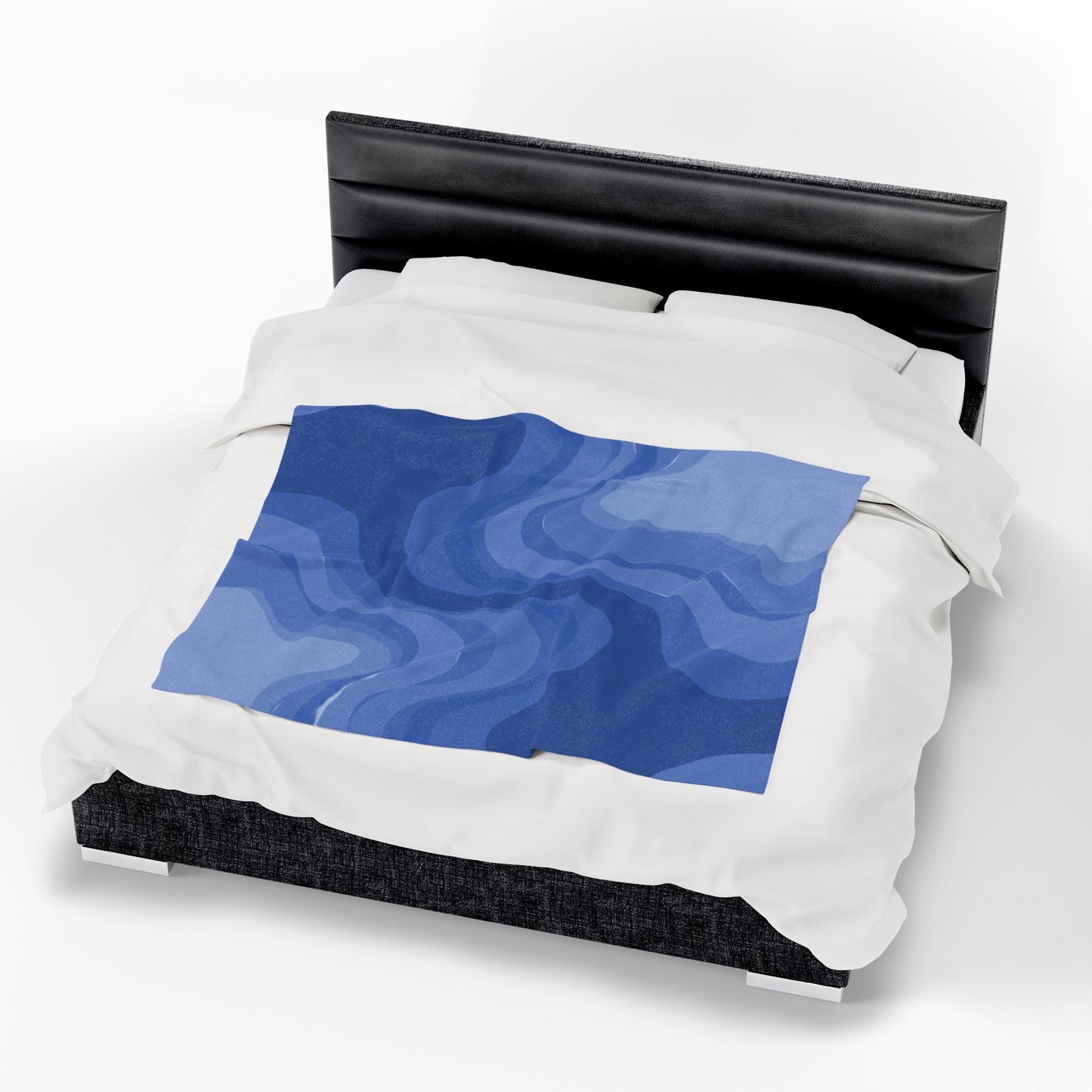Deep Blue Wavey Velveteen Plush Blanket, 50" x 60"