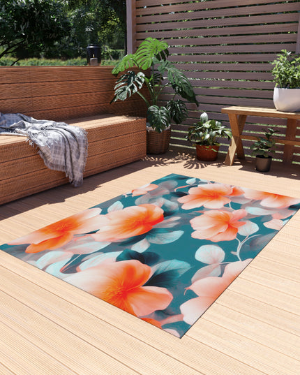 Orange Blossom Floral Bunch Outdoor Rug, 48" x 72"