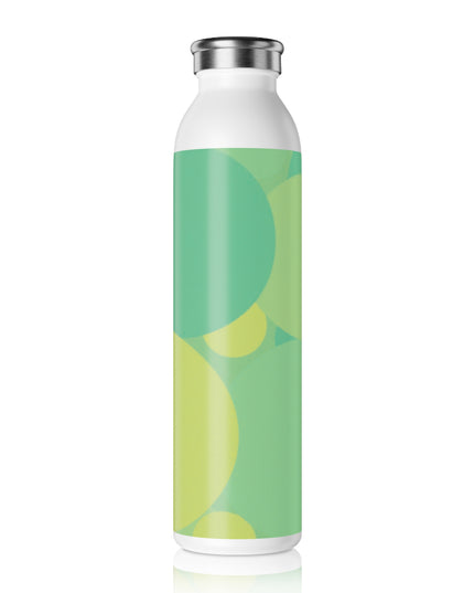 Pastel Green Patches Slim Water Bottle, 20 oz White