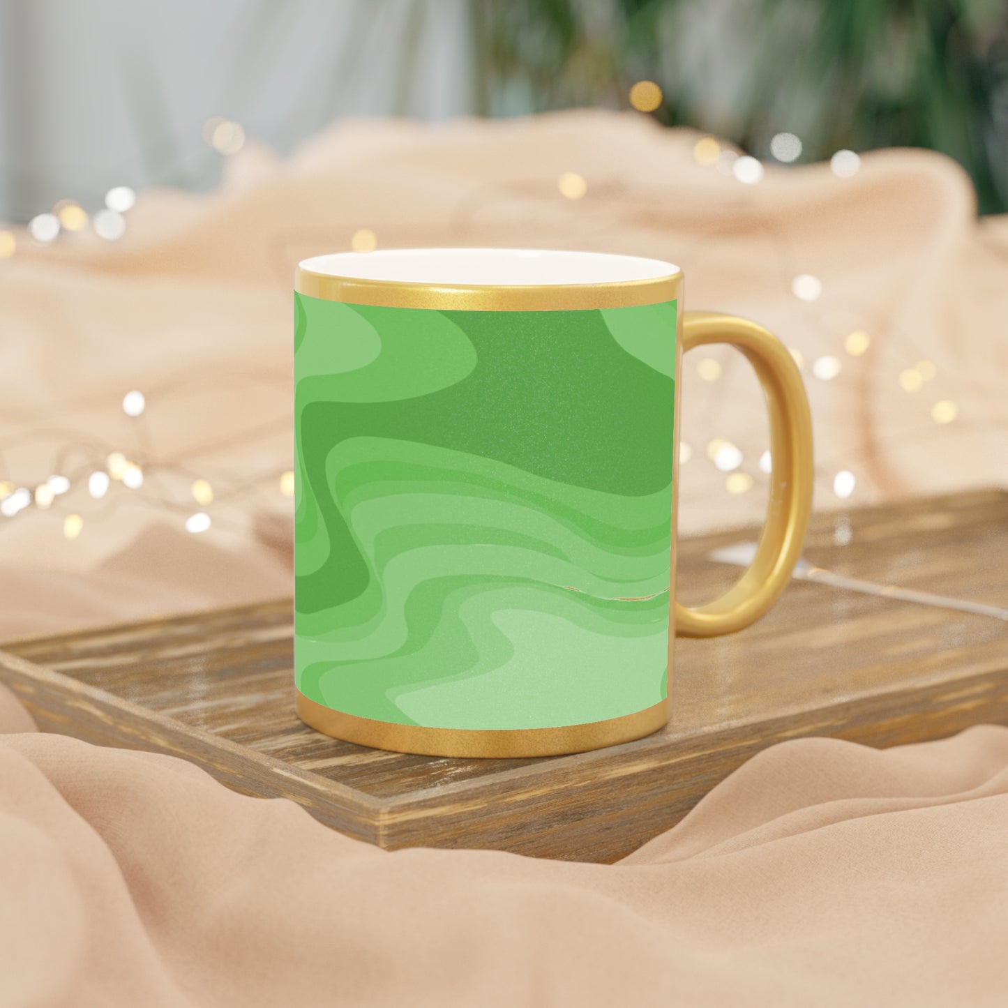 Greenie Meanie Wavey 11 oz Metallic Mug (Silver\Gold)
