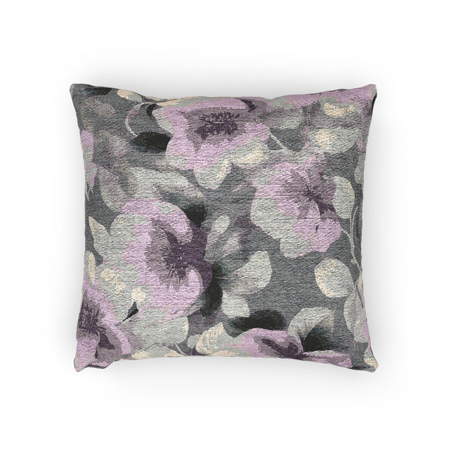 Gray Lavender Florals Woven Pillow, 17" x 18"