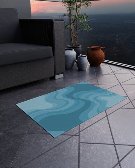 Sky Blue Wavey 24" x 36" Outdoor Rug