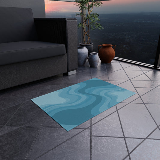 Sky Blue Wavey 24" x 36" Outdoor Rug