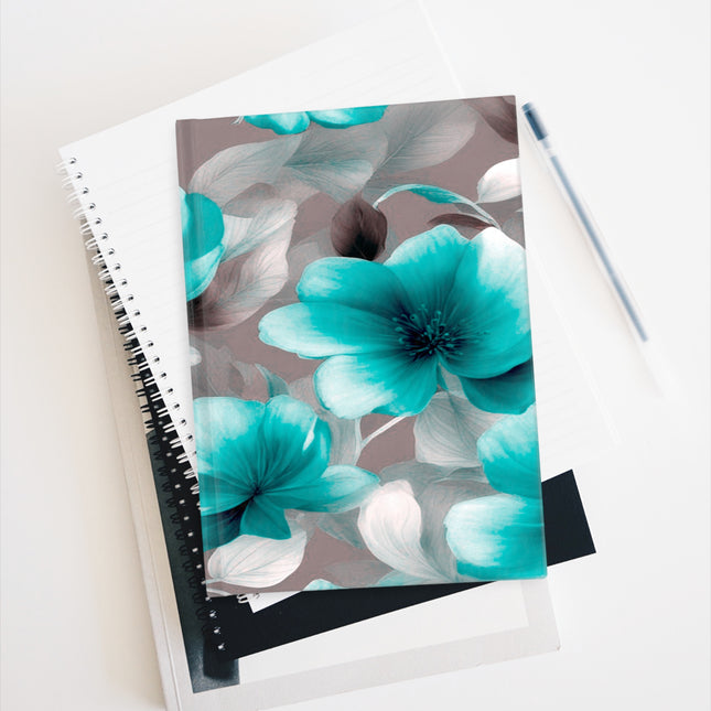 Tif Green Gray Floral Bunch Journal - 128 Blank pages, 5" x 7"