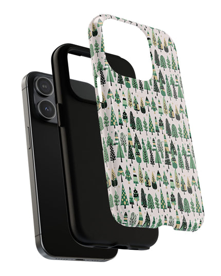 Mini Vintage Green Trees Iphone 15 Pro Tough Magnetic Cases