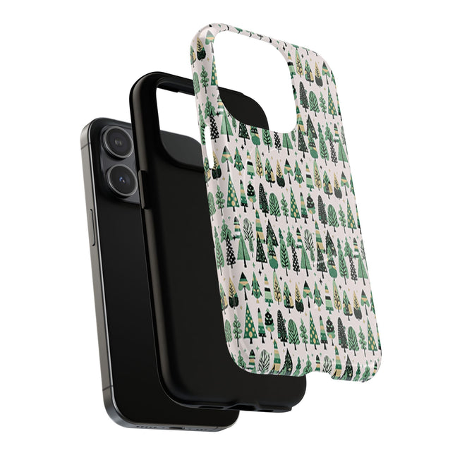 Mini Vintage Green Trees Iphone 15 Pro Tough Magnetic Cases