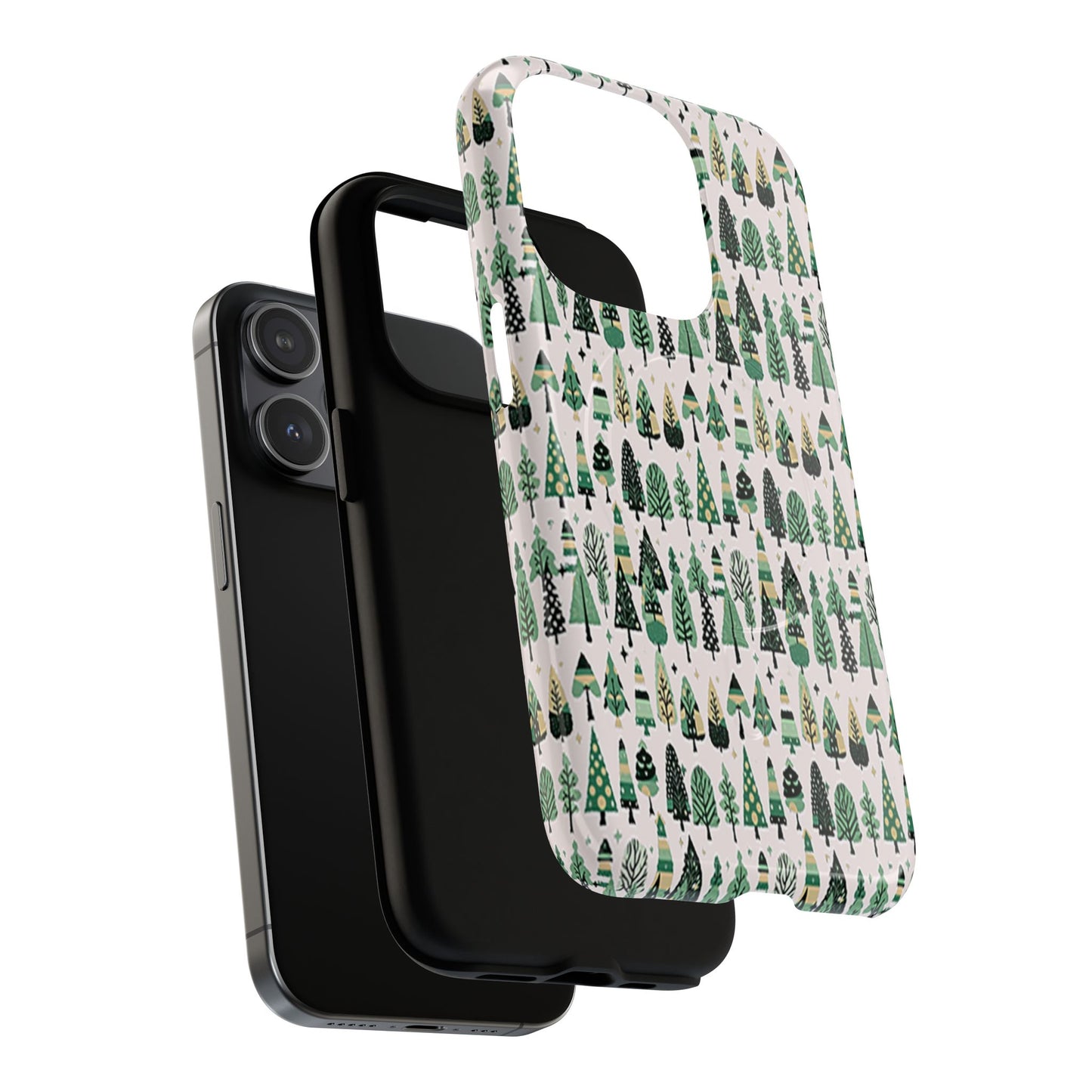 Mini Vintage Green Trees Iphone 15 Pro Tough Magnetic Cases