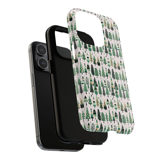 Mini Vintage Green Trees Iphone 15 Pro Tough Magnetic Cases