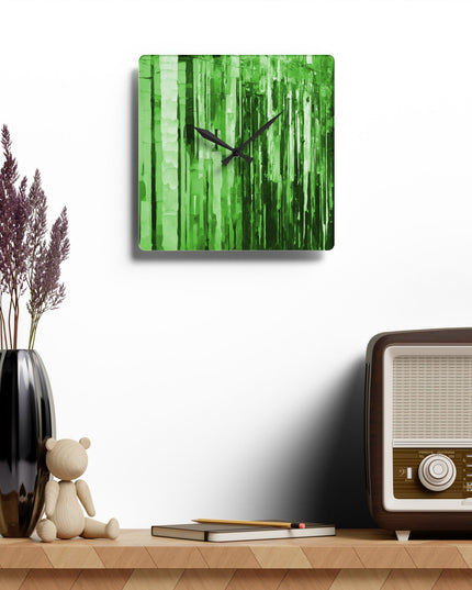 Striped Mint Pastel Acrylic Wall Clock, Round or Square, 10.75" x 10.75"