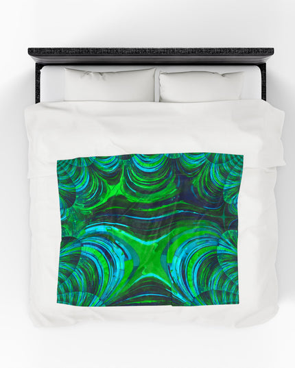 Uzi Spiral Blue Green Velveteen Plush Blanket, 50" x 60"