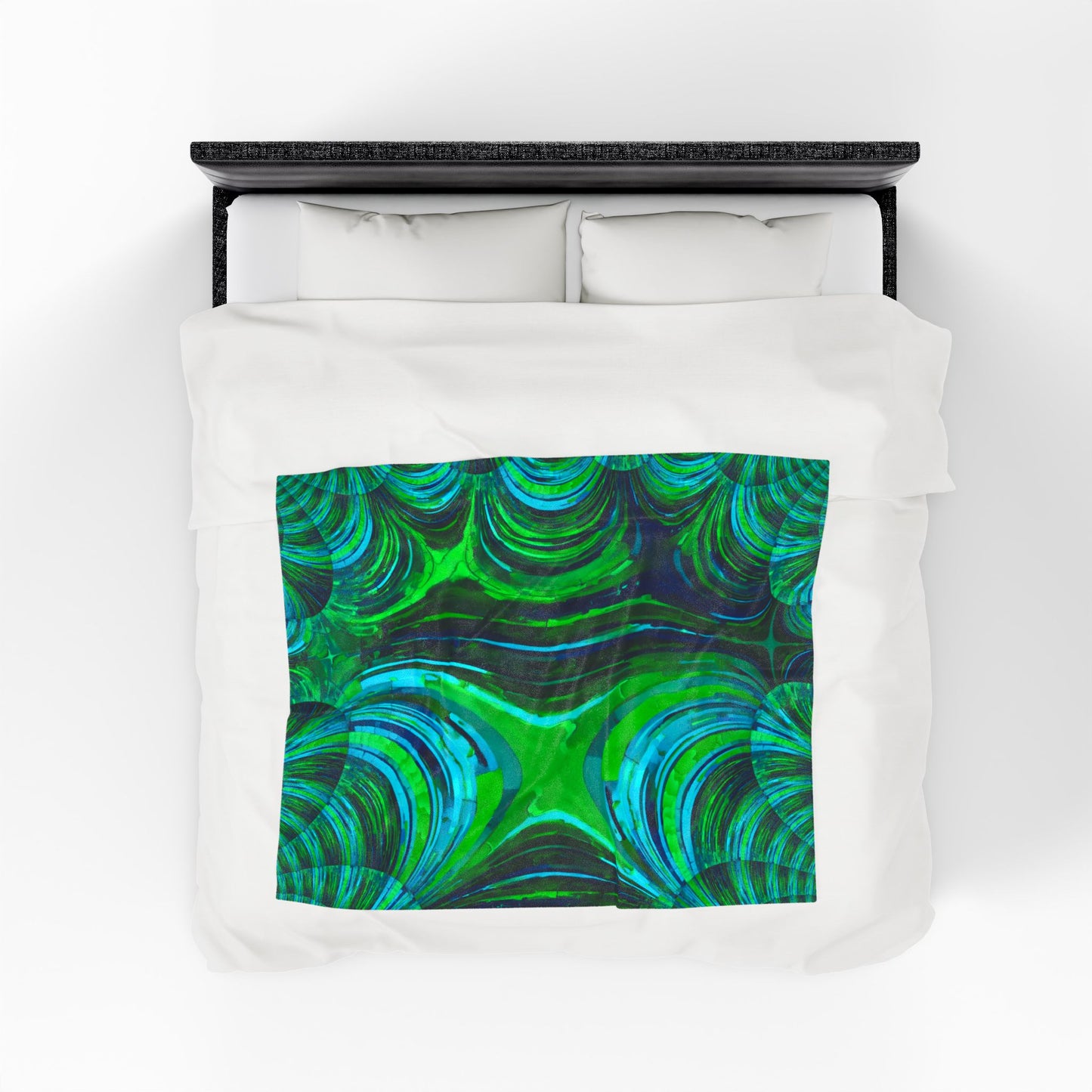Uzi Spiral Blue Green Velveteen Plush Blanket, 50" x 60"