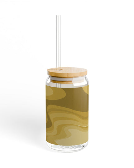 Brown Wavey Sipper Glass, 16oz