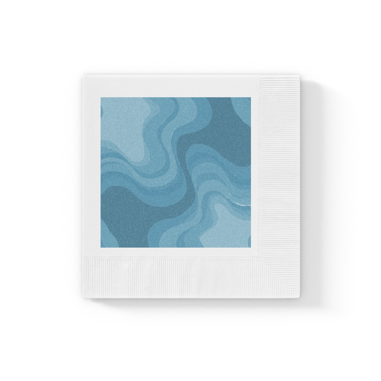 Sky Blue Wavey White Coined Napkins, 6.5" x 6.5"