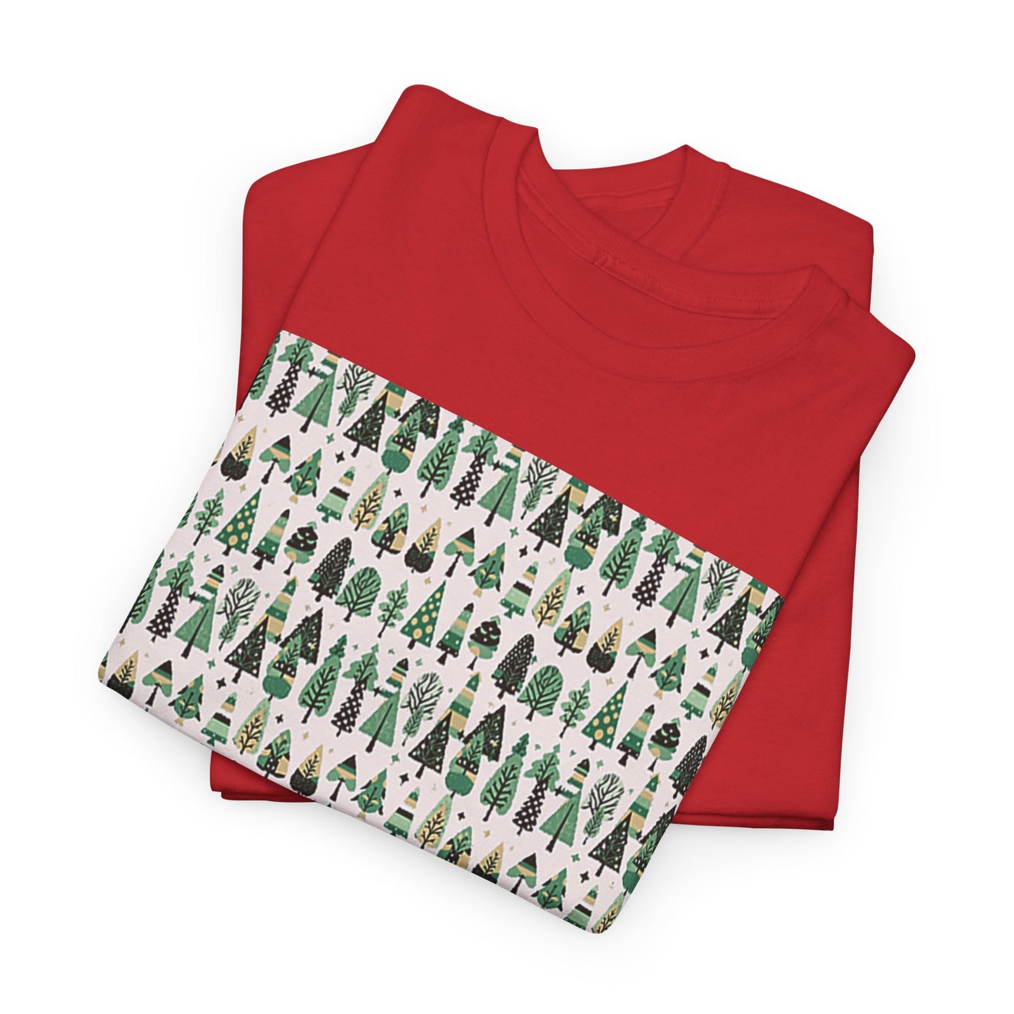 Mini Vintage Green Trees Unisex Heavy Cotton Tee, Small