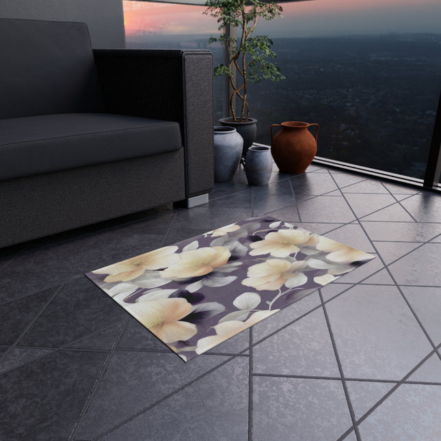 White Blush Floral Bunch Outdoor Rug, 24" x 36"