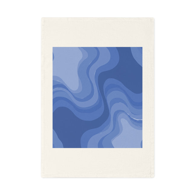 Deep Blue Wavey 19.6" x 27.5" Cotton Tea Towel