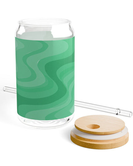 Mint Green Wavey Sipper Glass, 16oz