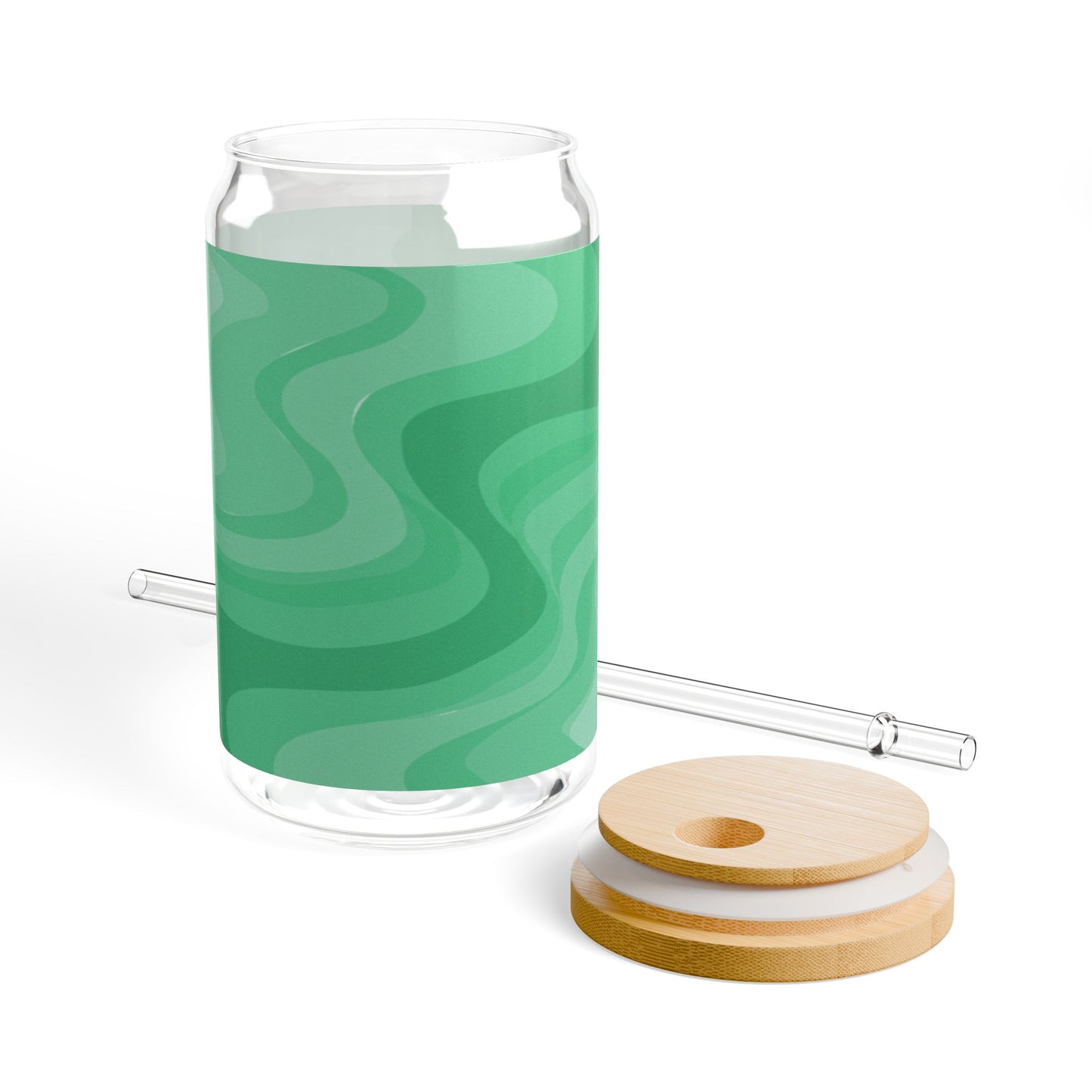Mint Green Wavey Sipper Glass, 16oz
