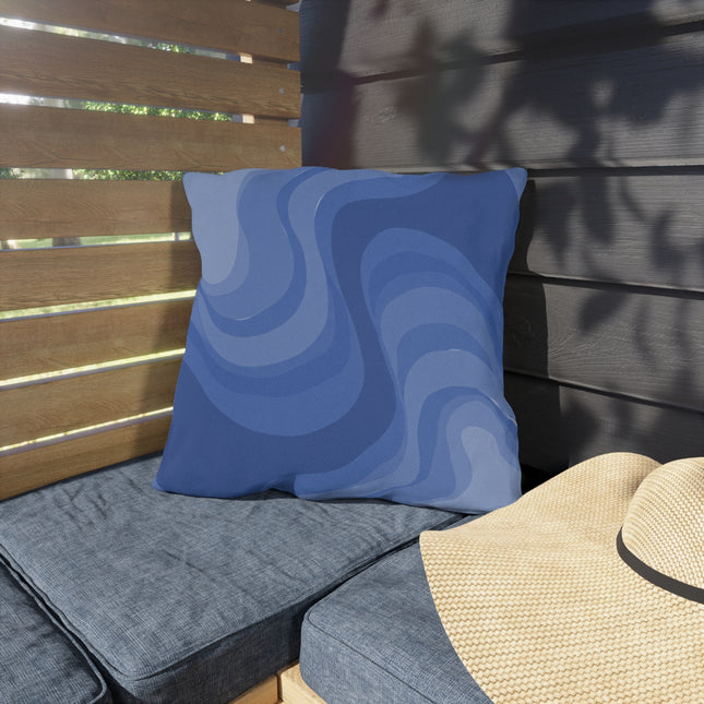 Deep Blue Wavey 18" x 18" Outdoor Pillow