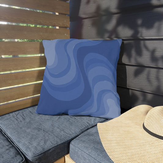 Deep Blue Wavey 18" x 18" Outdoor Pillow